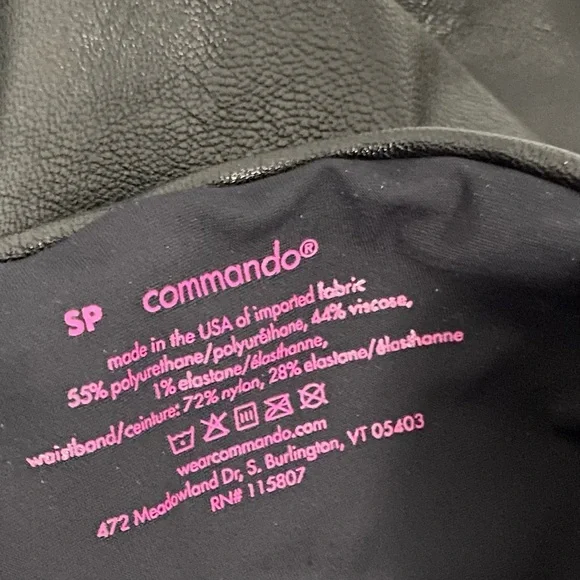 Commando Black Faux Leather Leggings Black Ankle Length Petite Small Textured - Picture 10 of 12